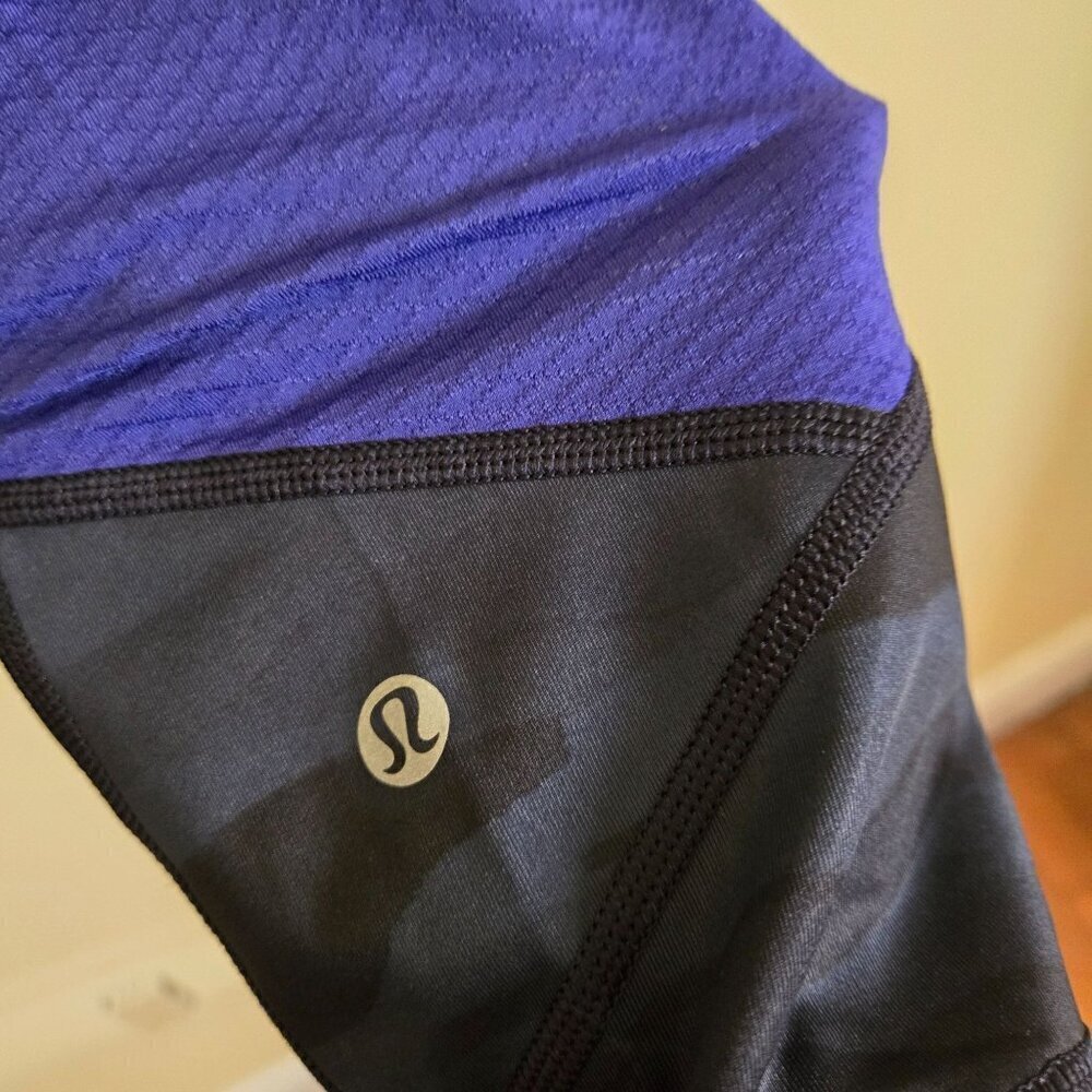 Lululemon Pace Rival Crop Full On Legging Mini Coast Deep Navy Camo Black Size 4 - Picture 9 of 11